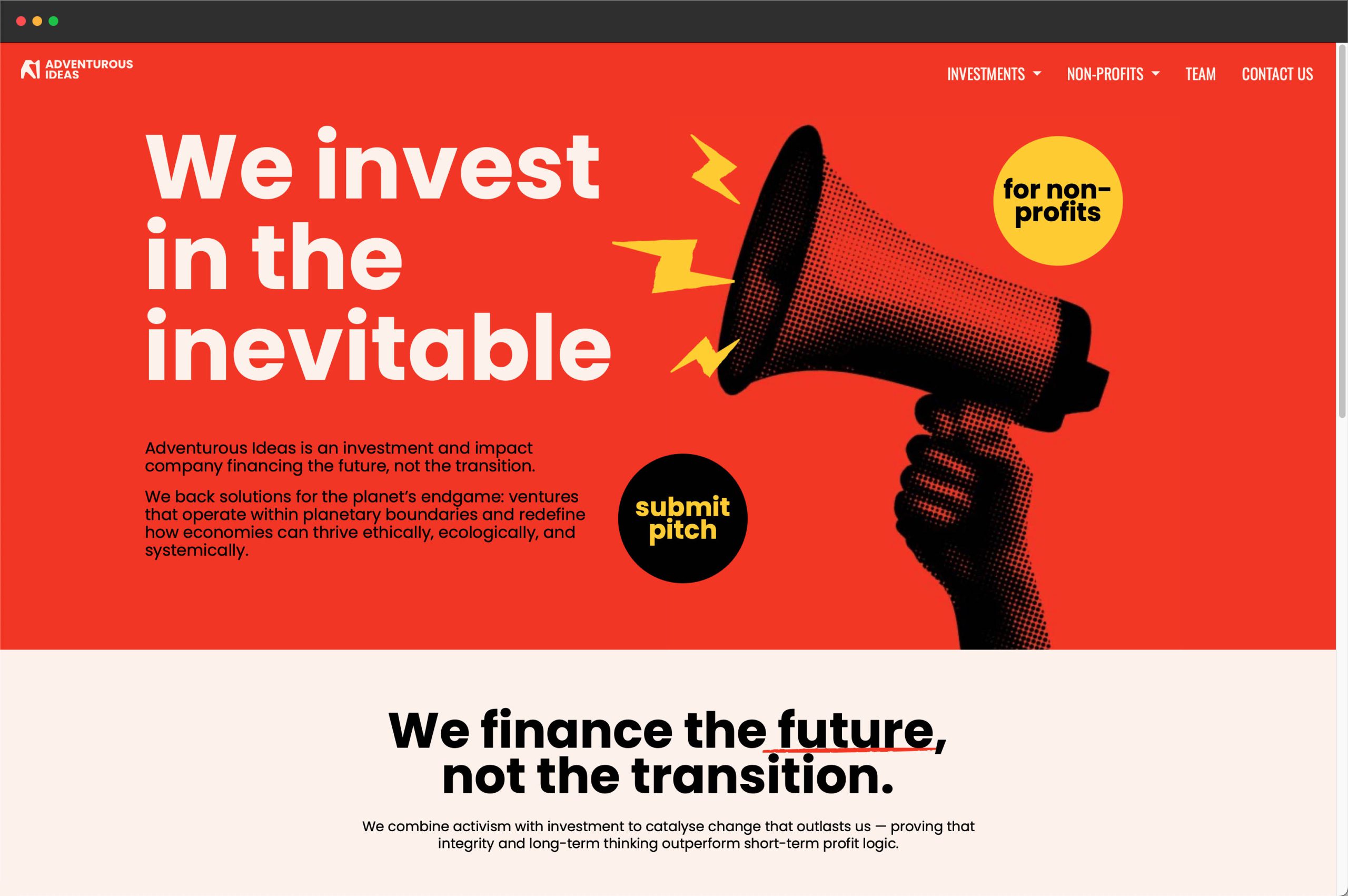 Adventurous Ideas website, desktop