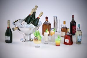 Glue Tutorial Space, beach bar drinks, 3D render