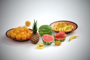 Glue Tutorial Space, beach bar fruit, 3D render