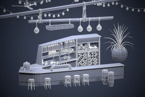 Glue Tutorial Space, beach bar furniture, wireframe