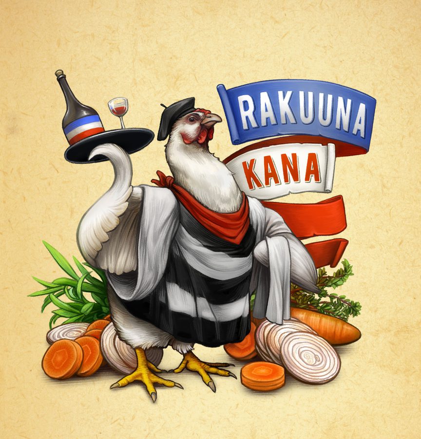 Atria chicken, print ad illustration, tarragon chicken recipe