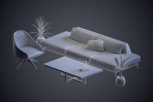 Glue Home Space, various furniture, wireframe